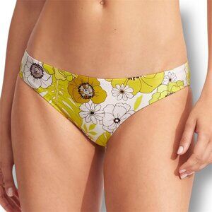Seafolly US 6 Summer of Love Hipster Bikini Bottom Yellow Floral Swim Wild Lime